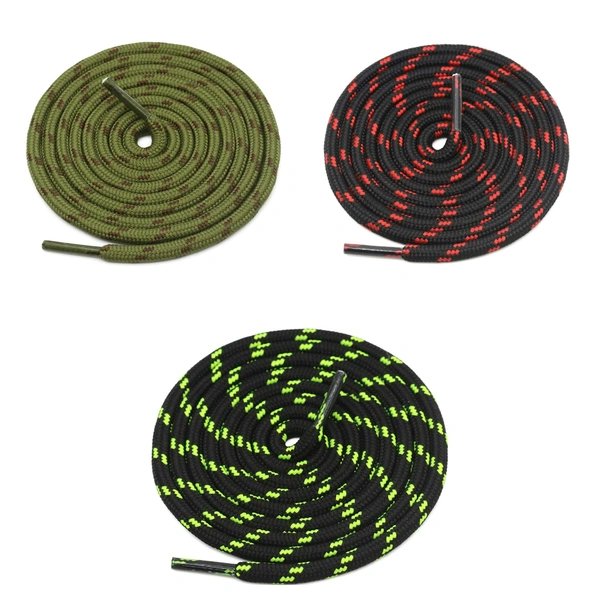 GRAH SANGRAH® (3 Pair) (1 Pair Per Single Color) Shoes Laces Athletic Shoelaces For Sport/Running Shoes Shoe Strings - 120 CM, Army Green Brown / Black Fluorescent Green-/Black Red