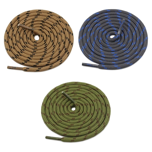 GRAH SANGRAH® (3 Pair) (1 Pair Per Single Color) Shoes Laces Athletic Shoelaces For Sport/Running Shoes Shoe Strings - 120 CM, Brown-Grey Blue-Army Green