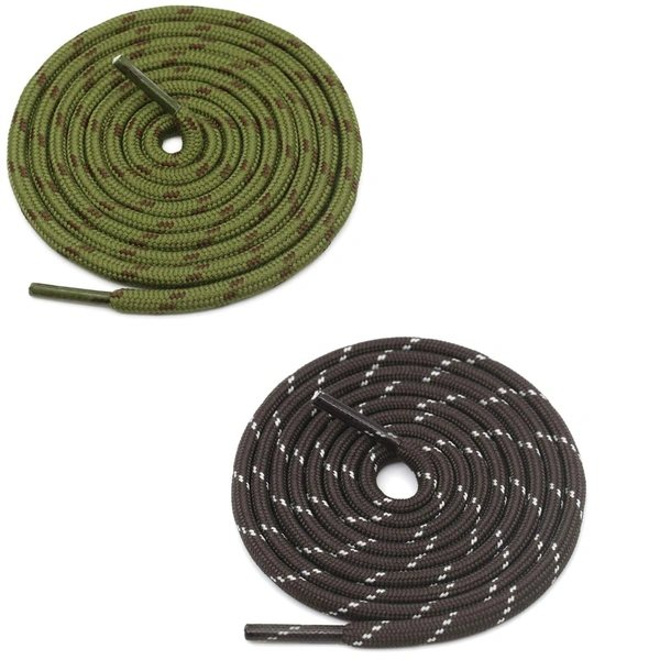 GRAH SANGRAH® (2 Pair) (1 Pair Per Single Color) Shoes Laces Athletic Shoelaces For Sport/Running Shoes Shoe Strings - 120 CM, Army Green Brown_ Coffee White