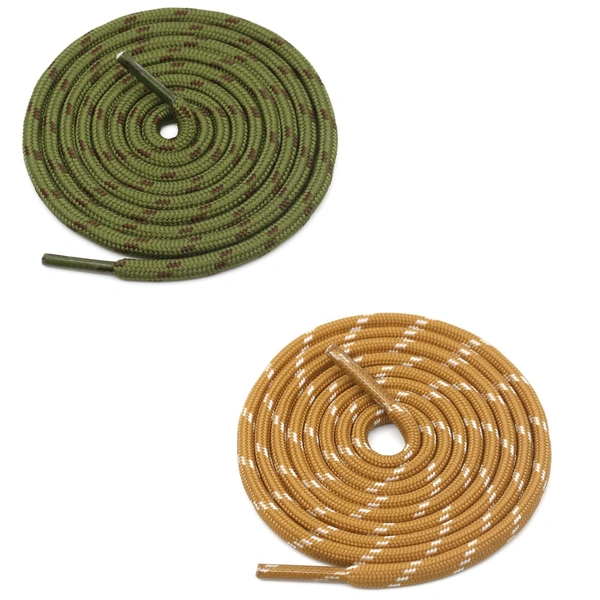 GRAH SANGRAH® (2 Pair) (1 Pair Per Single Color) Shoes Laces Athletic Shoelaces For Sport/Running Shoes Shoe Strings - 120 CM, Army Green __ Camel White