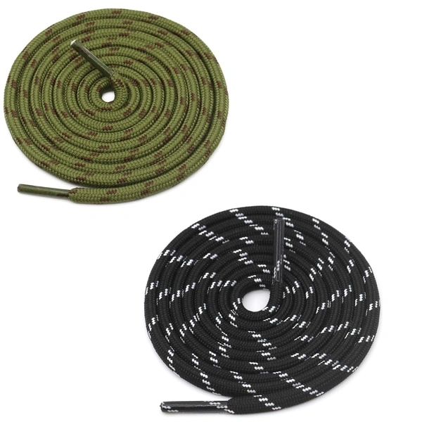 GRAH SANGRAH® (2 Pair) (1 Pair Per Single Color) Shoes Laces Athletic Shoelaces For Sport/Running Shoes Shoe Strings - 120 CM, Army Green-Black White