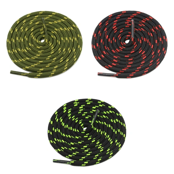 GRAH SANGRAH® (3 Pair) (1 Pair Per Single Color) Shoes Laces Athletic Shoelaces For Sport/Running Shoes Shoe Strings - 120 CM, Army Green_ Black Fluorescent_ Black Red