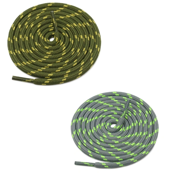 GRAH SANGRAH® (2 Pair) (1 Pair Per Single Color) Shoes Laces Athletic Shoelaces For Sport/Running Shoes Shoe Strings - 120 CM, Army Green Yellow-Grey Green