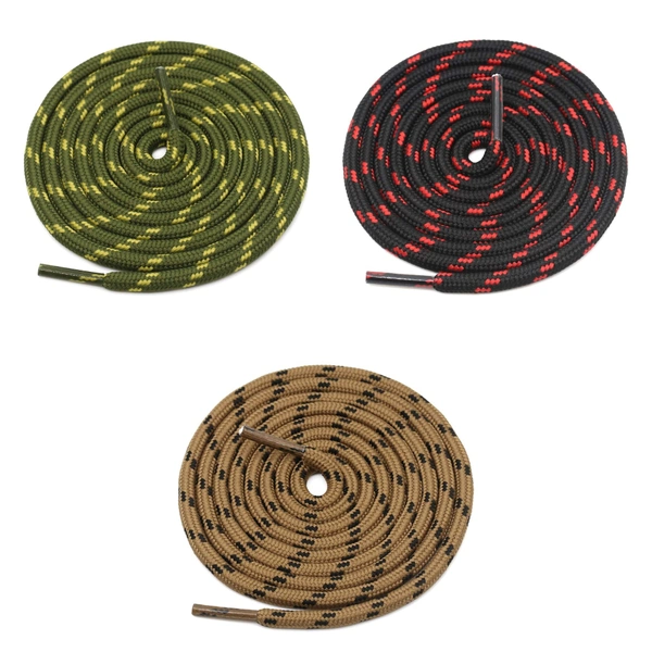 GRAH SANGRAH® (3 Pair) (1 Pair Per Single Color) Shoes Laces Athletic Shoelaces For Sport/Running Shoes Shoe Strings - 120 CM, Black Fluorescent_ Black Red _ Light Brown