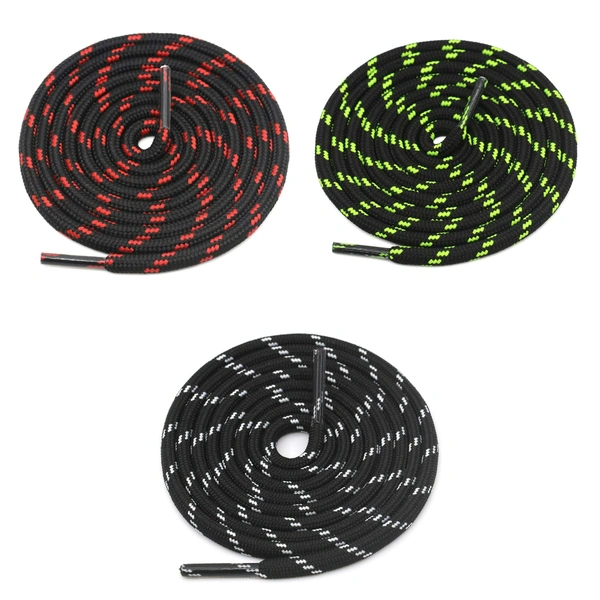 GRAH SANGRAH® (3 Pair) (1 Pair Per Single Color) Shoes Laces Athletic Shoelaces For Sport/Running Shoes Shoe Strings - 120 CM, Black Fluorescent Green / Black Red/ Black White