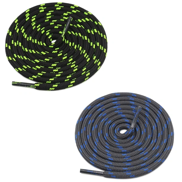 GRAH SANGRAH® (2 Pair) (1 Pair Per Single Color) Shoes Laces Athletic Shoelaces For Sport/Running Shoes Shoe Strings - 120 CM, Black Fluorescent - Grey Blue