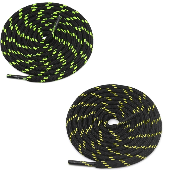 GRAH SANGRAH® (2 Pair) (1 Pair Per Single Color) Shoes Laces Athletic Shoelaces For Sport/Running Shoes Shoe Strings - 120 CM, Fluorescent-Black __ Black Yellow