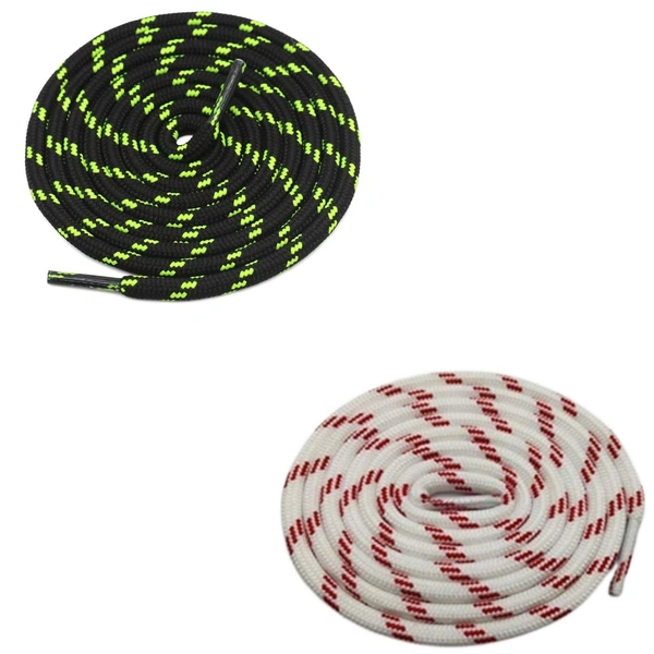 GRAH SANGRAH® (2 Pair) (1 Pair Per Single Color) Shoes Laces Athletic Shoelaces For Sport/Running Shoes Shoe Strings - 120 CM, Fluorescent Black- White Red