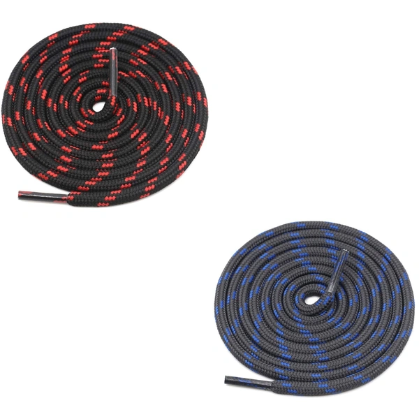 GRAH SANGRAH® (2 Pair) (1 Pair Per Single Color) Shoes Laces Athletic Shoelaces For Sport/Running Shoes Shoe Strings - 120 CM, Black Red- Dark Grey Blue