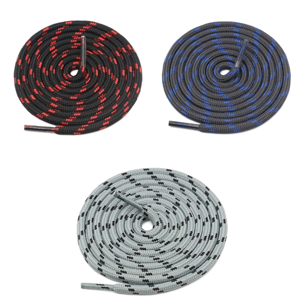 GRAH SANGRAH® (3 Pair) (1 Pair Per Single Color) Shoes Laces Athletic Shoelaces For Sport/Running Shoes Shoe Strings - 120 CM, Black Red _ Grey Blue _ Grey Black
