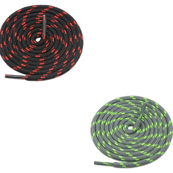 GRAH SANGRAH® (2 Pair) (1 Pair Per Single Color) Shoes Laces Athletic Shoelaces For Sport/Running Shoes Shoe Strings - 120 CM, Black Red - Grey Green