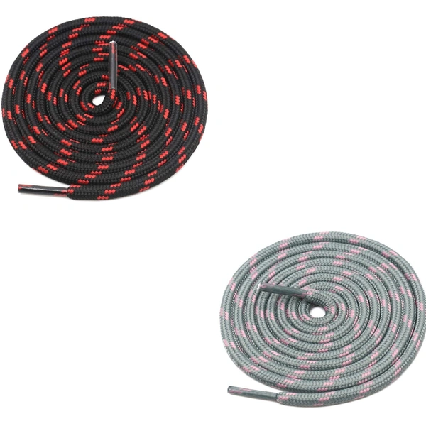 GRAH SANGRAH® (2 Pair) (1 Pair Per Single Color) Shoes Laces Athletic Shoelaces For Sport/Running Shoes Shoe Strings - 120 CM, Red Black __ Grey Pink