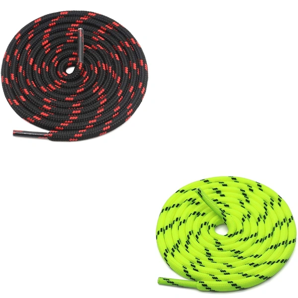 GRAH SANGRAH® (2 Pair) (1 Pair Per Single Color) Shoes Laces Athletic Shoelaces For Sport/Running Shoes Shoe Strings - 120 CM, Black Red-Fluorescent-Blk