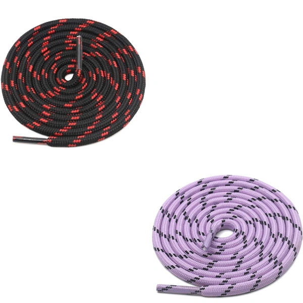 GRAH SANGRAH® (2 Pair) (1 Pair Per Single Color) Shoes Laces Athletic Shoelaces For Sport/Running Shoes Shoe Strings - 120 CM, Black Red-Purple