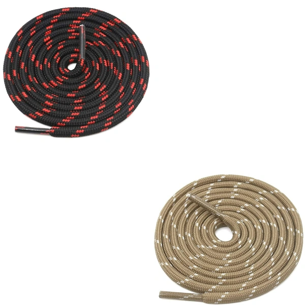 GRAH SANGRAH® (2 Pair) (1 Pair Per Single Color) Shoes Laces Athletic Shoelaces For Sport/Running Shoes Shoe Strings - 120 CM, Black Red_ Khaki