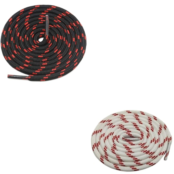 GRAH SANGRAH® (2 Pair) (1 Pair Per Single Color) Shoes Laces Athletic Shoelaces For Sport/Running Shoes Shoe Strings - 120 CM, Black Red - White Red