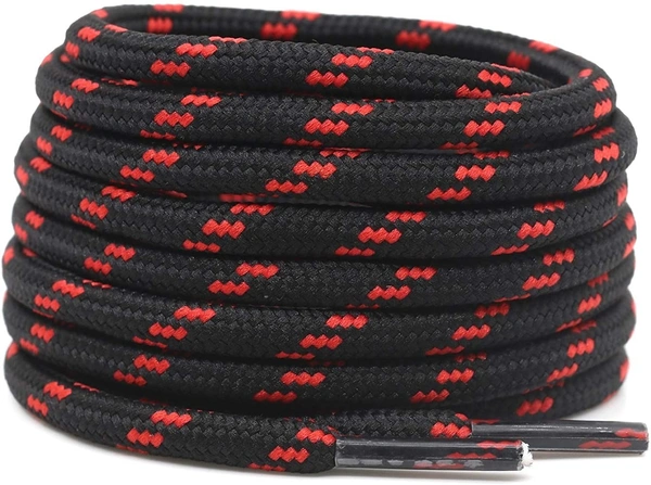 GRAH SANGRAH® (2 Pair) Shoes Laces Athletic Shoelaces For Sport/Running Shoes Shoe Strings - 120 CM, BLK RED
