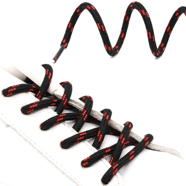 GRAH SANGRAH® (2 Pair) Shoes Laces Athletic Shoelaces For Sport/Running Shoes Shoe Strings - 120 CM, BLK RED