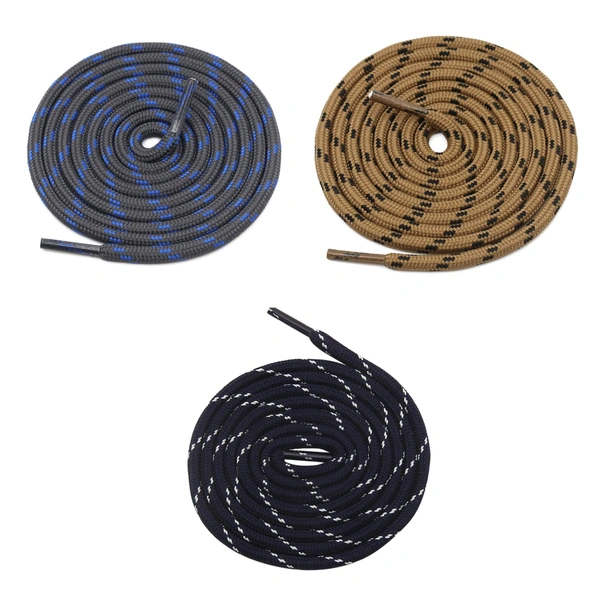 GRAH SANGRAH® (3 Pair) (1 Pair Per Single Color) Shoes Laces Athletic Shoelaces For Sport/Running Shoes Shoe Strings - 120 CM, Grey Blue _ Light Brown _ Navy