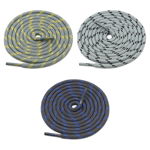 GRAH SANGRAH® (3 Pair) (1 Pair Per Single Color) Shoes Laces Athletic Shoelaces For Sport/Running Shoes Shoe Strings - 120 CM, Grey Yellow / Grey Black / Grey  Blue