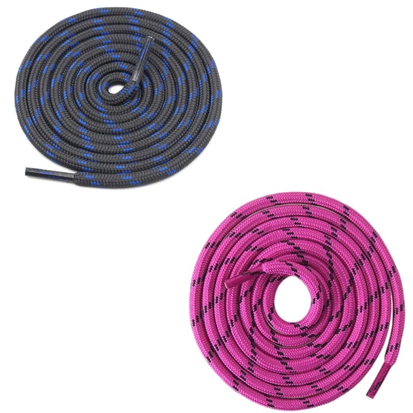GRAH SANGRAH® (2 Pair) (1 Pair Per Single Color) Shoes Laces Athletic Shoelaces For Sport/Running Shoes Shoe Strings - 120 CM, Grey Blue __ Hot Pink