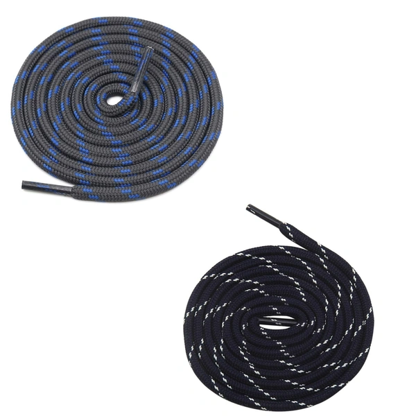 GRAH SANGRAH® (2 Pair) (1 Pair Per Single Color) Shoes Laces Athletic Shoelaces For Sport/Running Shoes Shoe Strings - 120 CM, Grey Blue - Navy White