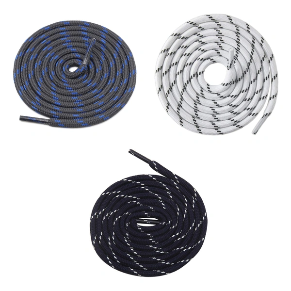 GRAH SANGRAH® (3 Pair) (1 Pair Per Single Color) Shoes Laces Athletic Shoelaces For Sport/Running Shoes Shoe Strings - 120 CM, Grey Blue /White /Navy