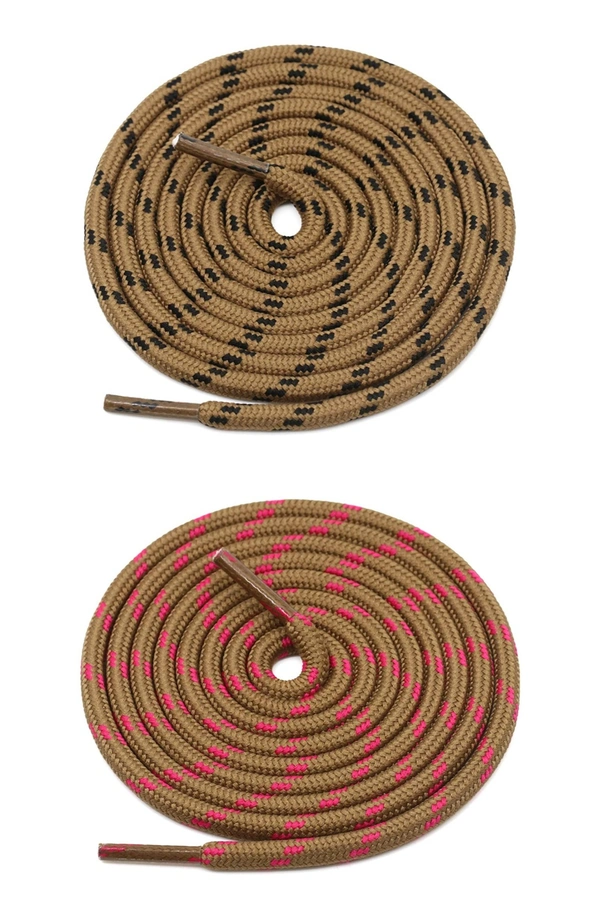 GRAH SANGRAH® (2 Pair) (1 Pair Per Single Color) Shoes Laces Athletic Shoelaces For Sport/Running Shoes Shoe Strings - 120 CM, Brown Black-Brown Rose Red