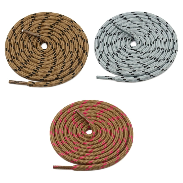 GRAH SANGRAH® (3 Pair) (1 Pair Per Single Color) Shoes Laces Athletic Shoelaces For Sport/Running Shoes Shoe Strings - 120 CM, Brown / Grey Black / Grey Pink Rose