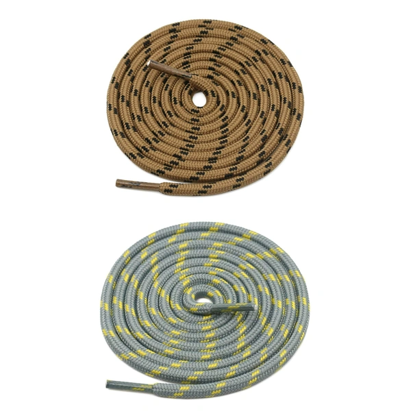 GRAH SANGRAH® (2 Pair) (1 Pair Per Single Color) Shoes Laces Athletic Shoelaces For Sport/Running Shoes Shoe Strings - 120 CM, Brown Black  - Grey Yellow