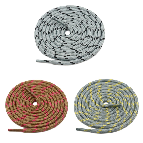 GRAH SANGRAH® (3 Pair) (1 Pair Per Single Color) Shoes Laces Athletic Shoelaces For Sport/Running Shoes Shoe Strings - 120 CM, Rose Red _ Grey Black _ Grey Yellow
