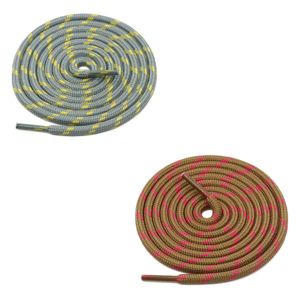 GRAH SANGRAH® (2 Pair) (1 Pair Per Single Color) Shoes Laces Athletic Shoelaces For Sport/Running Shoes Shoe Strings - 120 CM, Brown Rose Red_ Grey Yellow