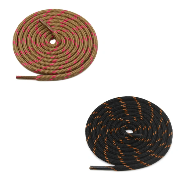 GRAH SANGRAH® (2 Pair) (1 Pair Per Single Color) Shoes Laces Athletic Shoelaces For Sport/Running Shoes Shoe Strings - 120 CM, Brown Rose Red - Black Orange