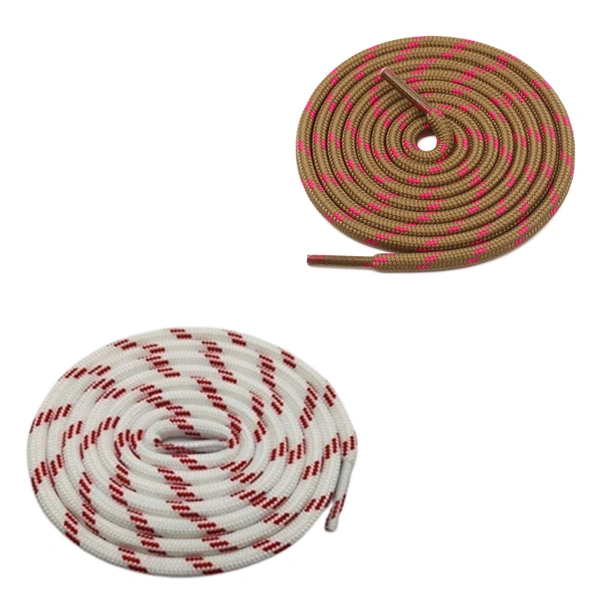 GRAH SANGRAH® (2 Pair) (1 Pair Per Single Color) Shoes Laces Athletic Shoelaces For Sport/Running Shoes Shoe Strings - 120 CM, Brown-Rose Red __ White Red