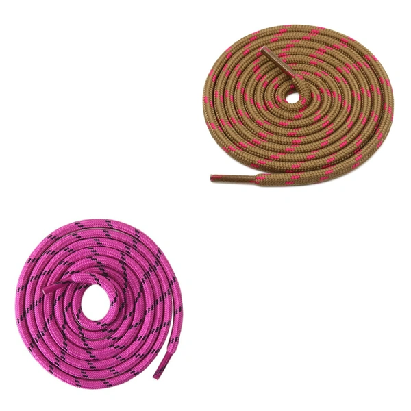 GRAH SANGRAH® (2 Pair) (1 Pair Per Single Color) Shoes Laces Athletic Shoelaces For Sport/Running Shoes Shoe Strings - 120 CM, Light Brown Rose _ Hot Pink