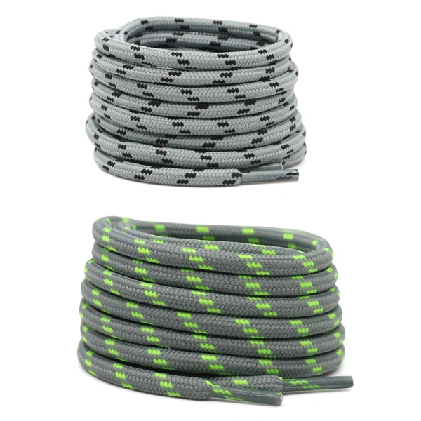 GRAH SANGRAH® (2 Pair) (1 Pair Per Single Color) Shoes Laces Athletic Shoelaces For Sport/Running Shoes Shoe Strings - 120 CM, Grey Black-Grey Green
