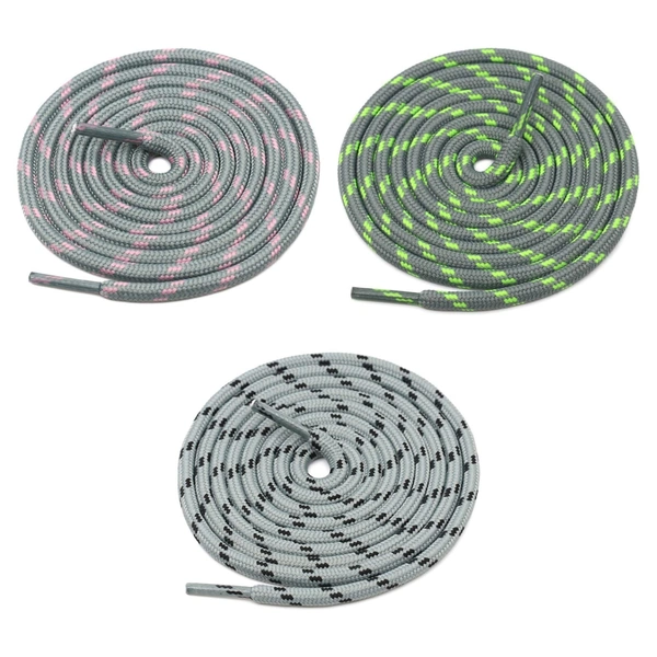 GRAH SANGRAH® (3 Pair) (1 Pair Per Single Color) Shoes Laces Athletic Shoelaces For Sport/Running Shoes Shoe Strings - 120 CM, Grey Black / Grey  Green / Grey Pink