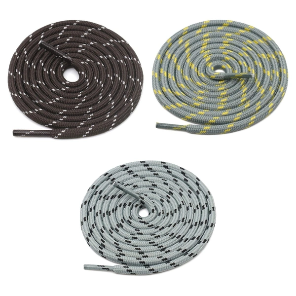 GRAH SANGRAH® (3 Pair) (1 Pair Per Single Color) Shoes Laces Athletic Shoelaces For Sport/Running Shoes Shoe Strings - 120 CM, Coffee / Grey Yellow / Grey Black