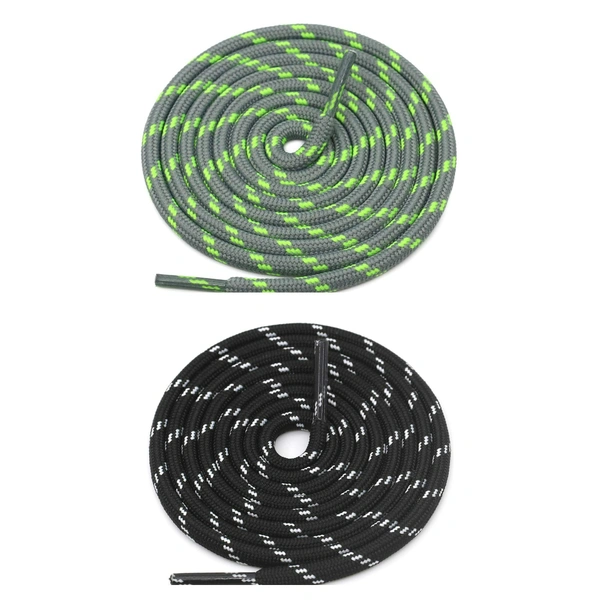GRAH SANGRAH® (2 Pair) (1 Pair Per Single Color) Shoes Laces Athletic Shoelaces For Sport/Running Shoes Shoe Strings - 120 CM, Grey Green_ Black White