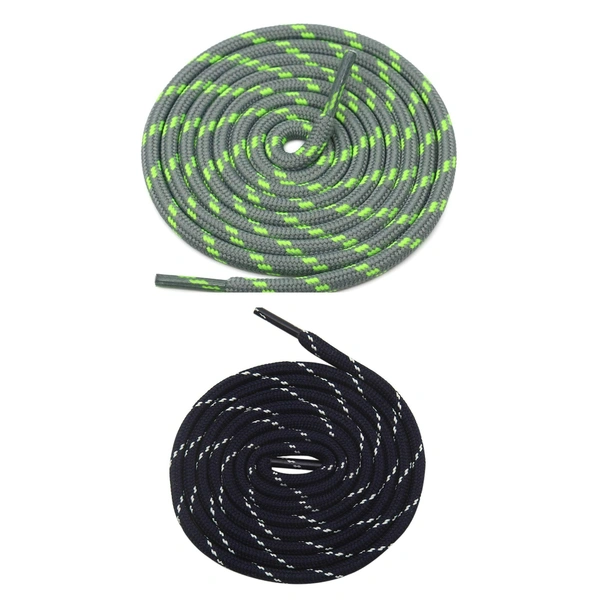 GRAH SANGRAH® (2 Pair) (1 Pair Per Single Color) Shoes Laces Athletic Shoelaces For Sport/Running Shoes Shoe Strings - 120 CM, Grey Green_ Navy White