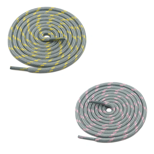 GRAH SANGRAH® (2 Pair) (1 Pair Per Single Color) Shoes Laces Athletic Shoelaces For Sport/Running Shoes Shoe Strings - 120 CM, Grey Yellow-Grey Pink