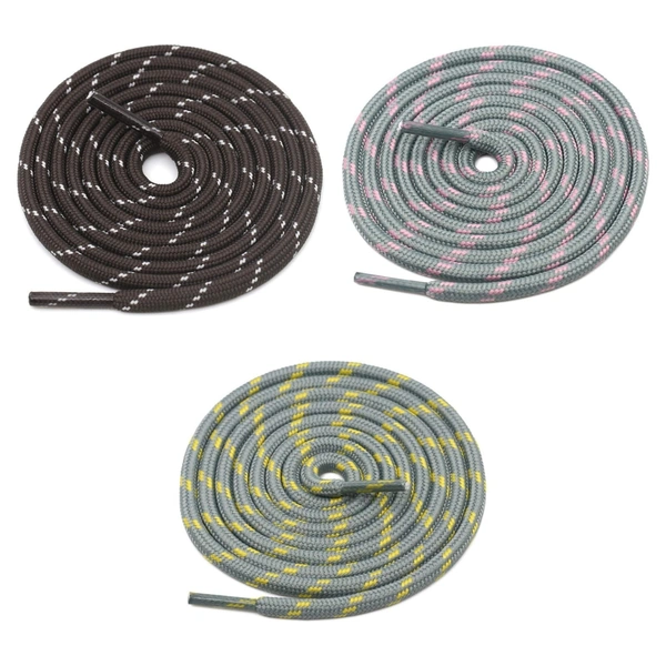 GRAH SANGRAH® (3 Pair) (1 Pair Per Single Color) Shoes Laces Athletic Shoelaces For Sport/Running Shoes Shoe Strings - 120 CM, Coffee / Grey Pink / Grey Yellow