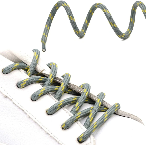 GRAH SANGRAH® (2 Pair) Shoes Laces Athletic Shoelaces For Sport/Running Shoes Shoe Strings - 120 CM, Grey Yellow