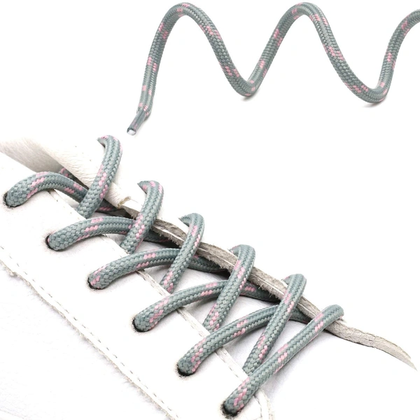 GRAH SANGRAH® (2 Pair) Shoes Laces Athletic Shoelaces For Sport/Running Shoes Shoe Strings - 120 CM, Grey Pink
