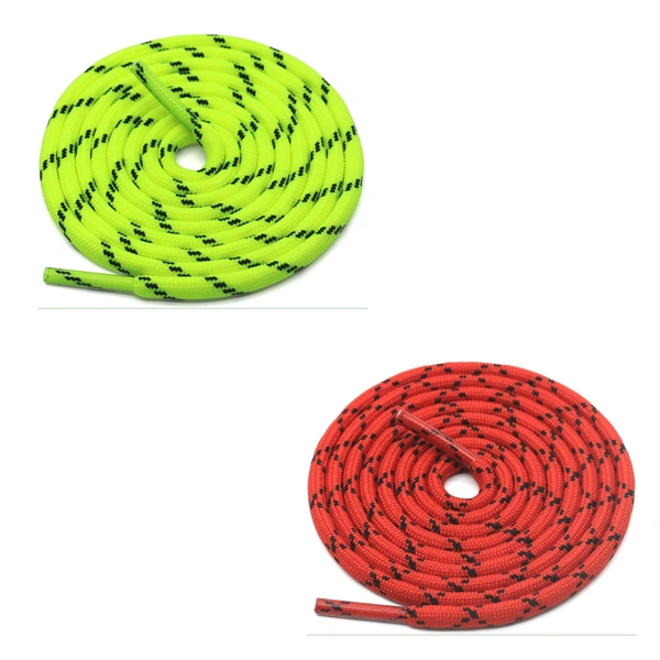 GRAH SANGRAH® (2 Pair) (1 Pair Per Single Color) Shoes Laces Athletic Shoelaces For Sport/Running Shoes Shoe Strings - 120 CM, Fluorescent-Red Blk