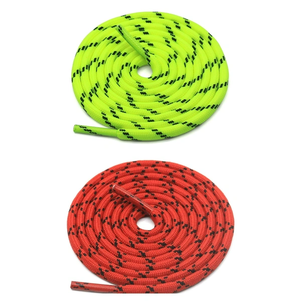 GRAH SANGRAH® (2 Pair) (1 Pair Per Single Color) Shoes Laces Athletic Shoelaces For Sport/Running Shoes Shoe Strings - 120 CM, Fluorescent_ Red Black