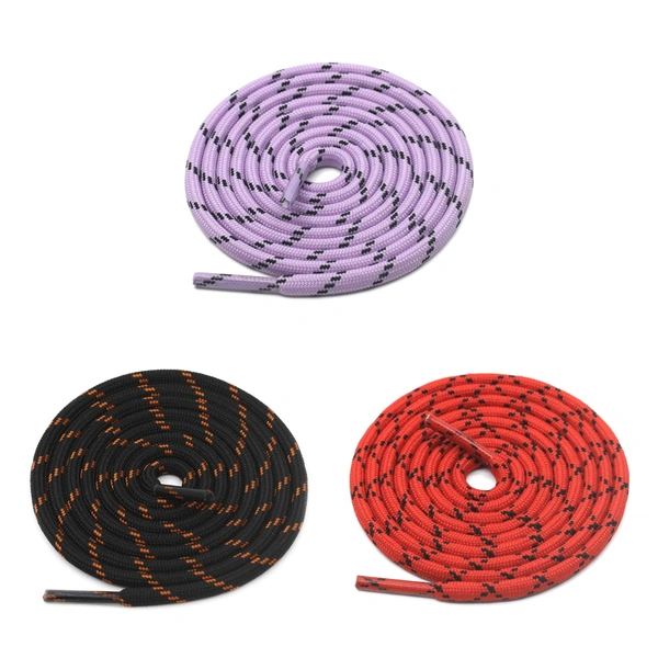 GRAH SANGRAH® (3 Pair) (1 Pair Per Single Color) Shoes Laces Athletic Shoelaces For Sport/Running Shoes Shoe Strings - 120 CM, Red Black-Purple-Black Orange