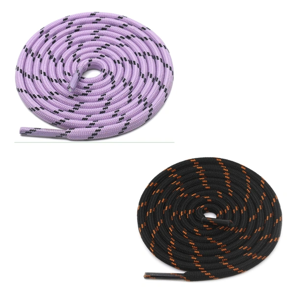 GRAH SANGRAH® (2 Pair) (1 Pair Per Single Color) Shoes Laces Athletic Shoelaces For Sport/Running Shoes Shoe Strings - 120 CM, Purple-Black Orange