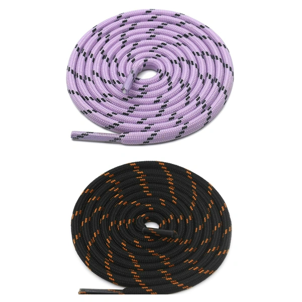 GRAH SANGRAH® (2 Pair) (1 Pair Per Single Color) Shoes Laces Athletic Shoelaces For Sport/Running Shoes Shoe Strings - 120 CM, Purple Black_ Orange Black