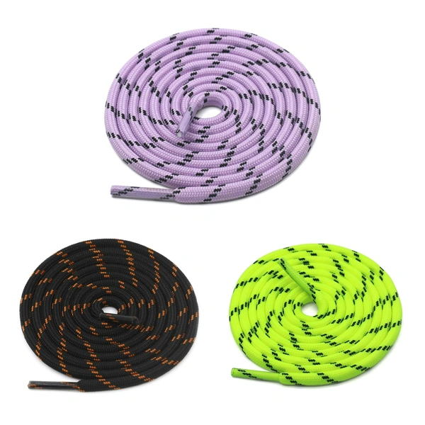 GRAH SANGRAH® (3 Pair) (1 Pair Per Single Color) Shoes Laces Athletic Shoelaces For Sport/Running Shoes Shoe Strings - 120 CM, Fluorescent_ Purple Black_ Black Orange